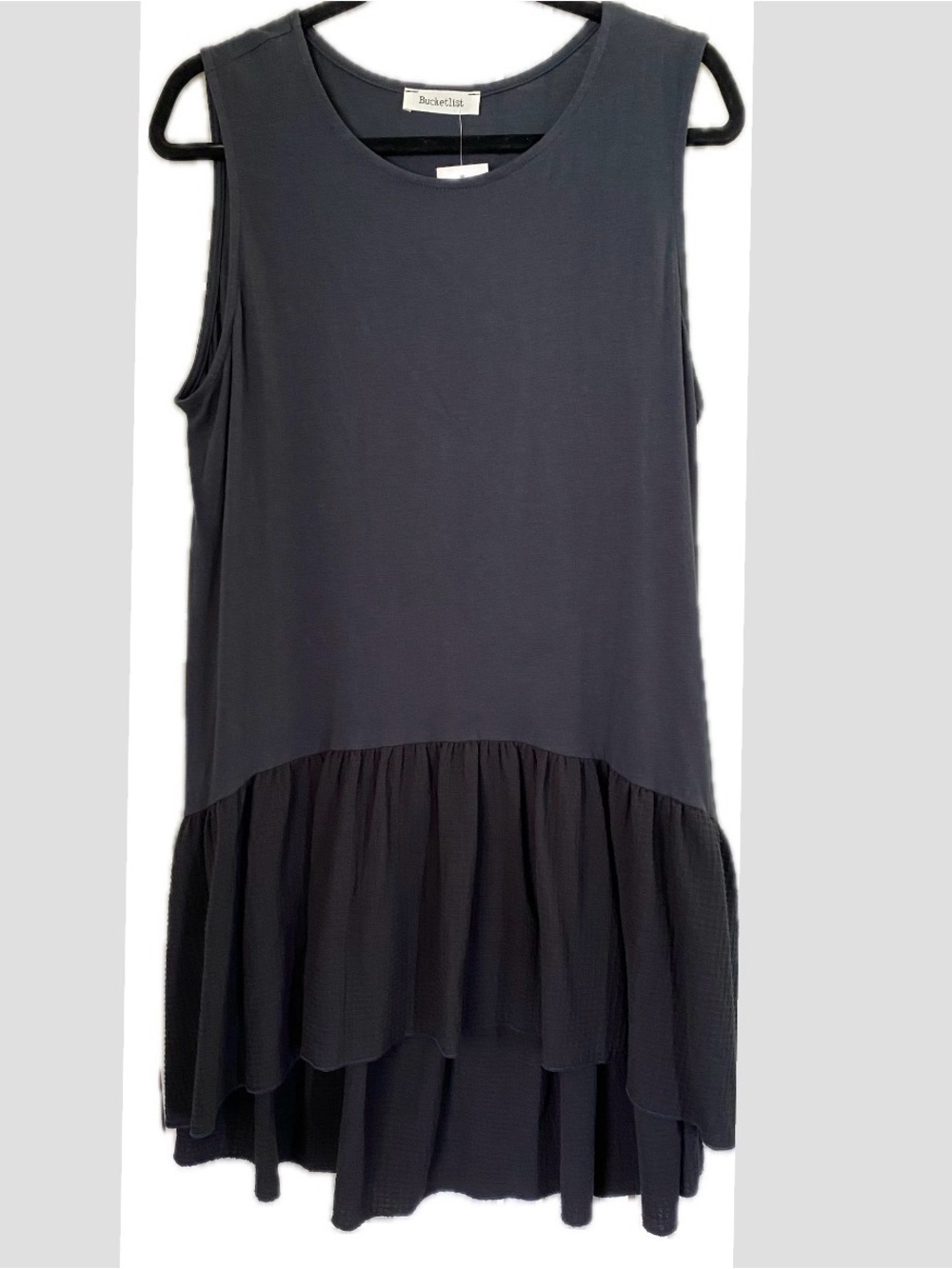 Adore Navy Sleeveless Ruffle-Hem Dress